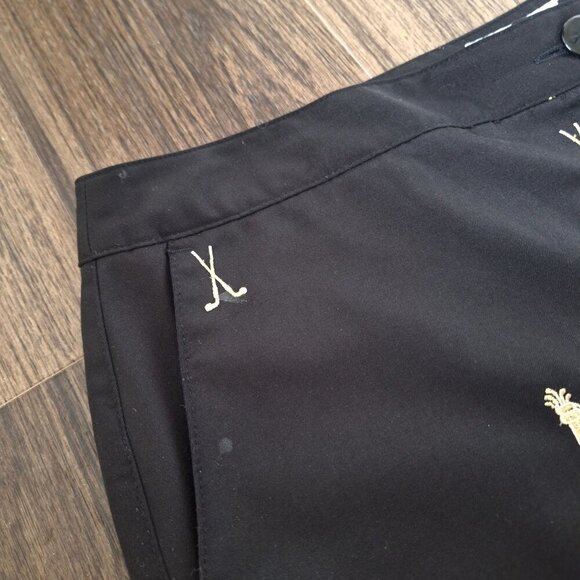 💙 Coral Bay Golf Lightweight Gold Print Pockets Bermuda Shorts Size 14 - Picture 5 of 8